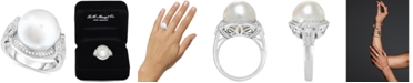 Macy's Cultured South Sea Pearl (13mm) & Diamond (1/3 ct. t.w.) Ring in 14k White Gold